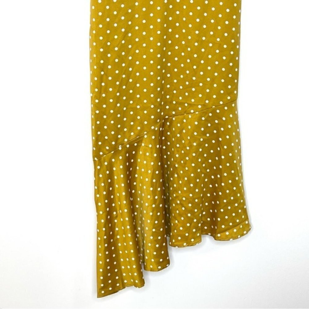 J.O.A. Yellow Polka Dots Satin Asymmetrical Dress US M - Picture 6 of 13